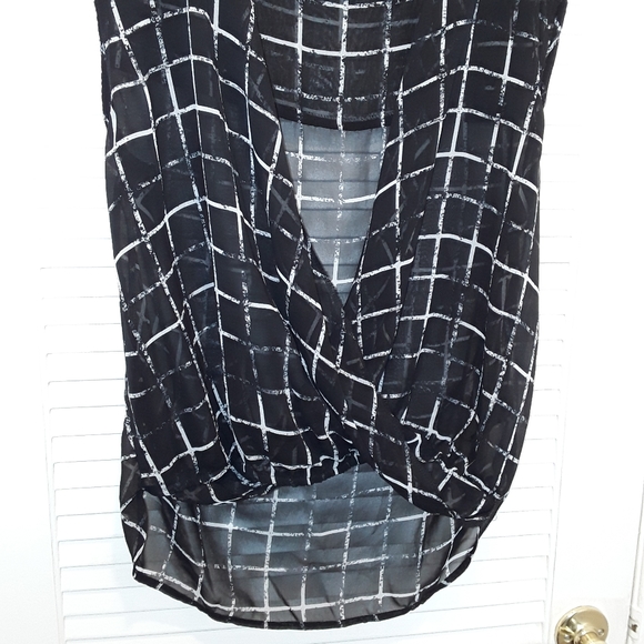 Sheer Delite XL High Low Wrap Top Black Sleeveless - Picture 8 of 8